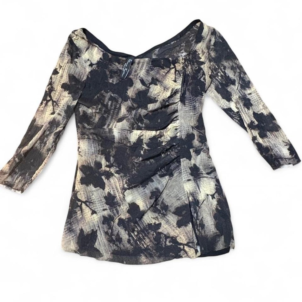 Elana Kattan Y2K‎ vintage asymmetric floral shirt